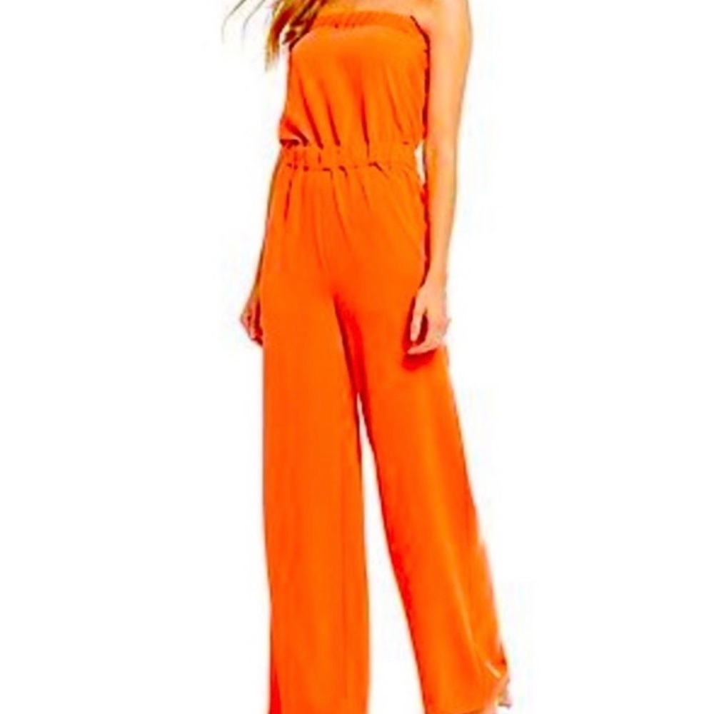 Orange Strapless Jumpsuit